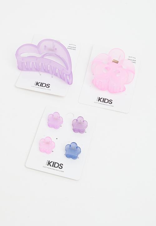 Cotton On - Large claw clip pack - flowers/heart