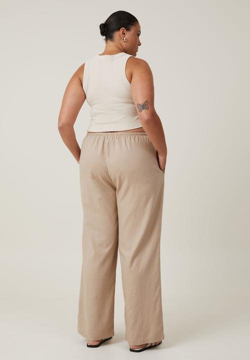 Cotton On - Plus haven wide leg pant - mid taupe