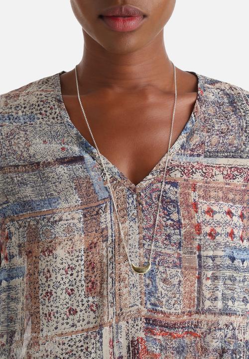 Influence. - Washed Out Tile Print Bell Sleeve Blouse