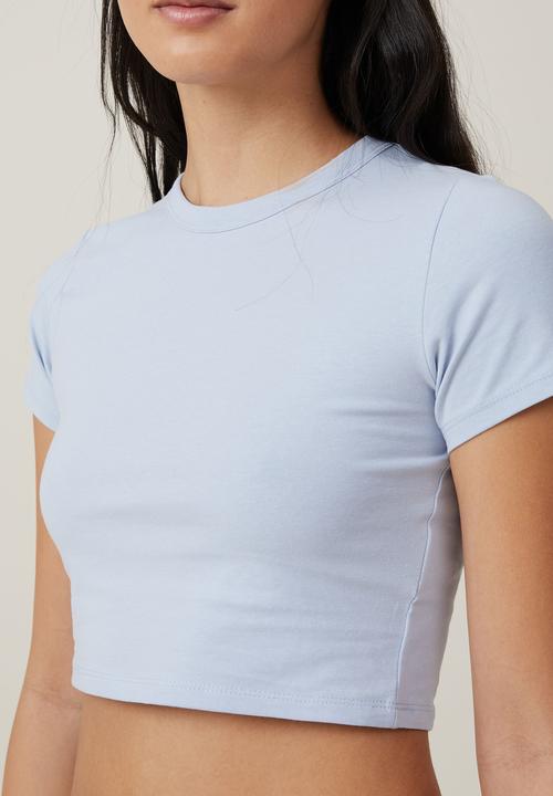 Cotton On - Micro crop tee - coastal blue