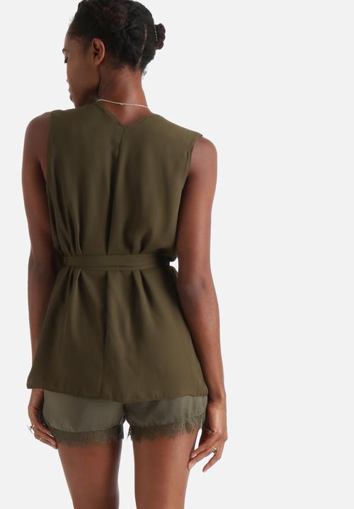Influence. - Wrap Over Blouse With Buckle Belt