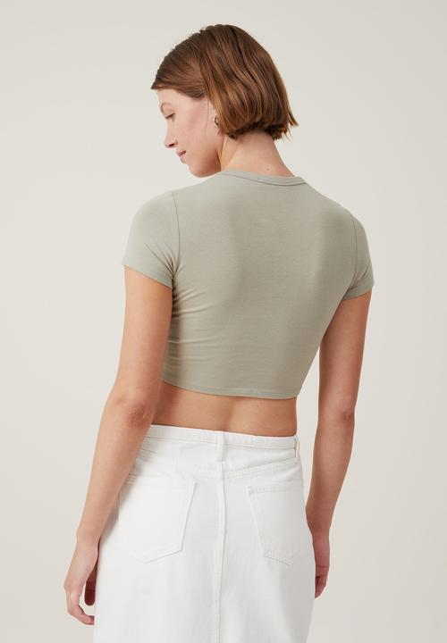 Cotton On - Micro crop tee - desert sage