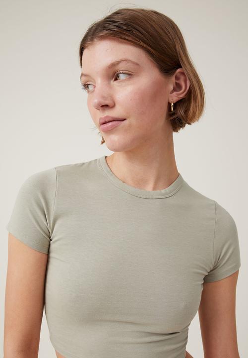Cotton On - Micro crop tee - desert sage