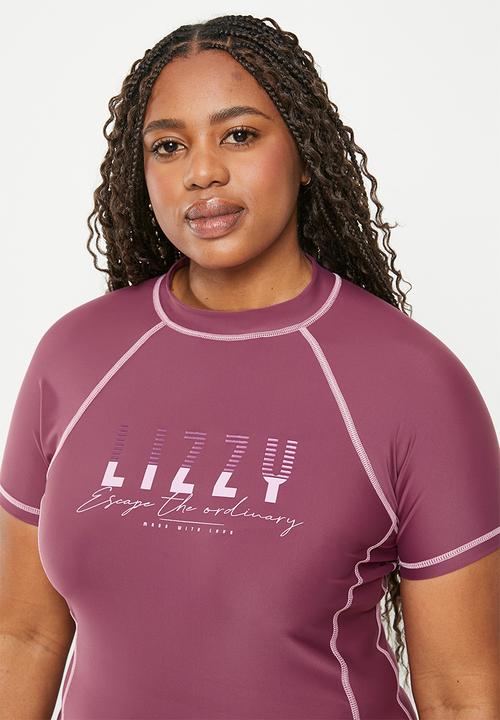 Lizzy - Plus coulter cap sleeve rashie - hawthorn rose
