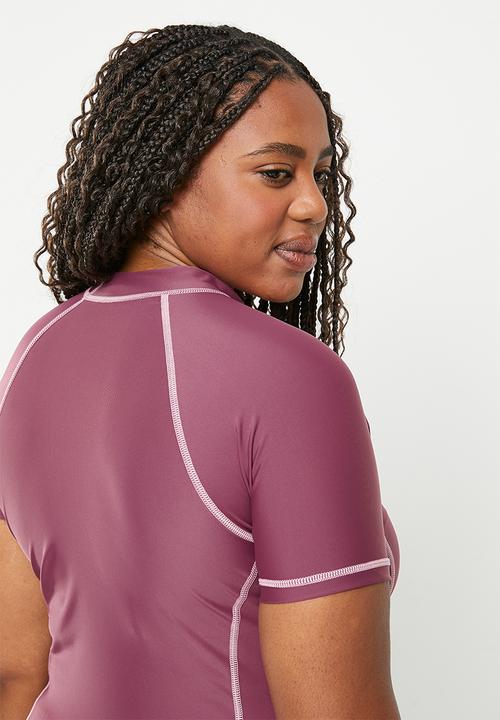 Lizzy - Plus coulter cap sleeve rashie - hawthorn rose