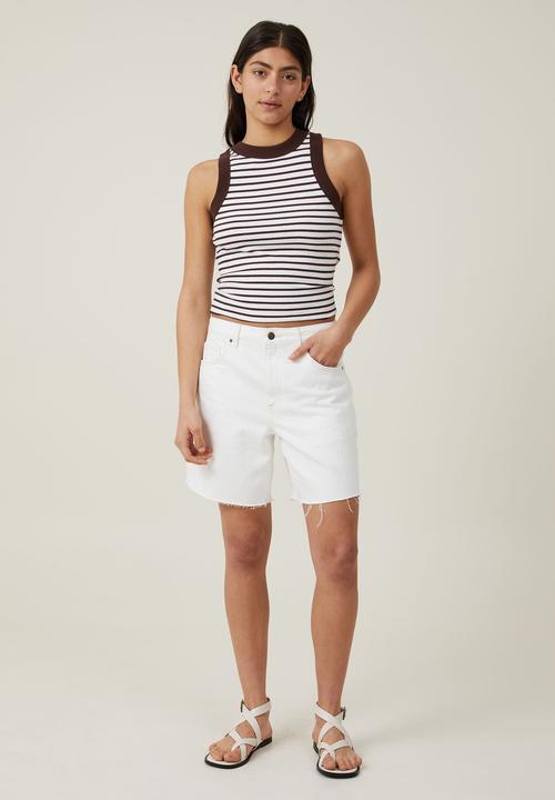 Cotton On - The 91 tank-frankie stripe white/dark oak
