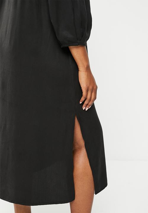 Me&B - Plus embroidered tunic dress - black