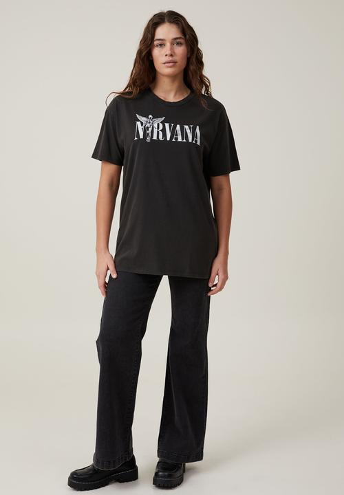 Cotton On - The oversized nirvana tee - lcn mt nirvana angel/washed black