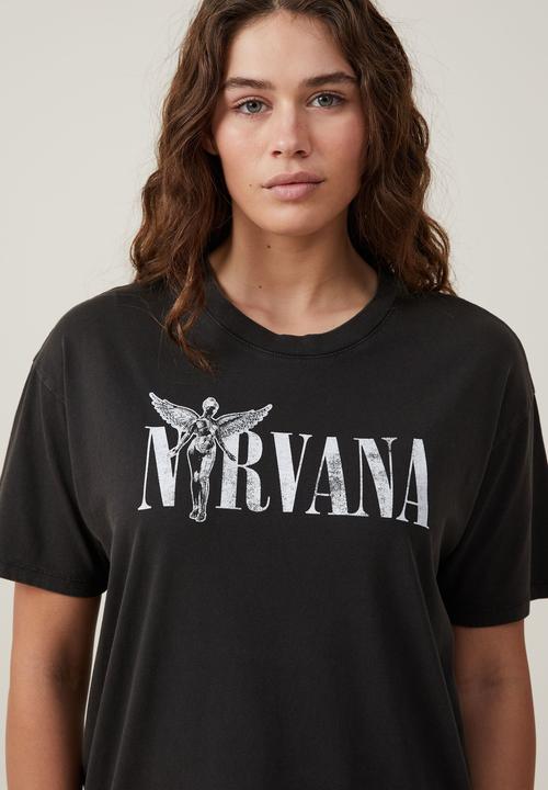 Cotton On - The oversized nirvana tee - lcn mt nirvana angel/washed black