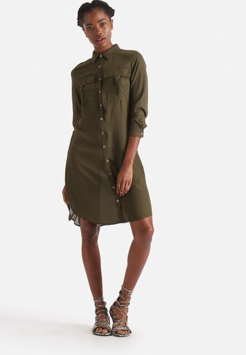 green emerald velvet dress Kelly Green Linen Blend Mini Dress -Shirt Dresses main image 0