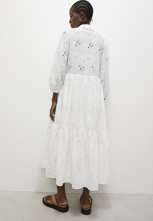 Superbalist - Anglaise tiered dress - white