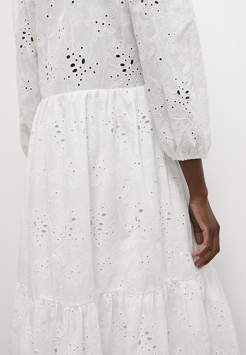 Superbalist - Anglaise tiered dress - white