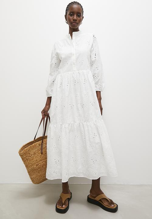 Superbalist - Anglaise tiered dress - white