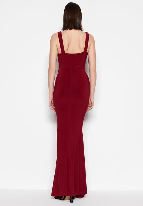 Trendyol - Sleeveless mermaid maxi prom dress - burgundy