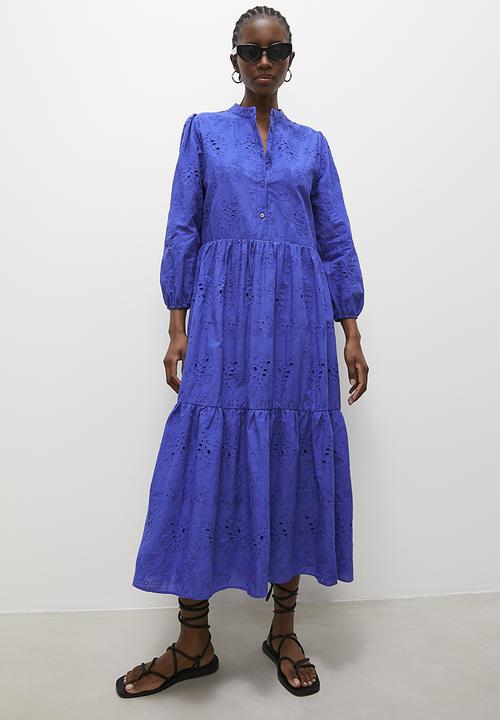 Superbalist - Anglaise tiered dress - blue