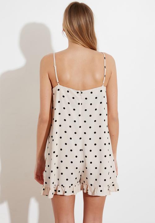 Trendyol - Polka dot shortall - ecru