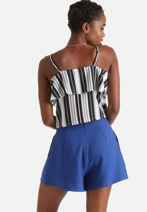 Influence. - Black & Peach Stripe Crop Cami