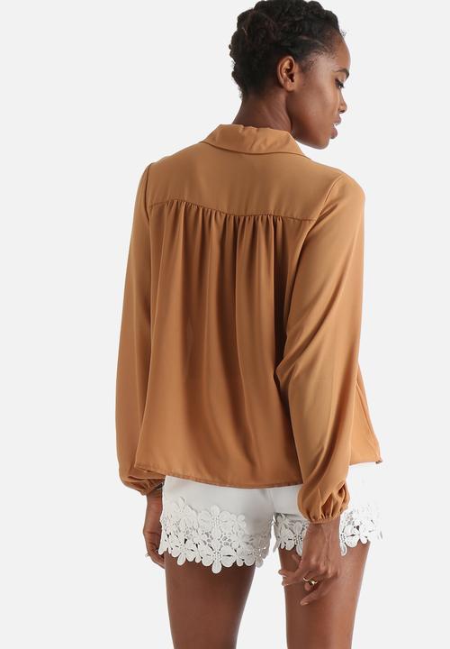 Influence. - Peasant Blouse With Eyelet Lace Up