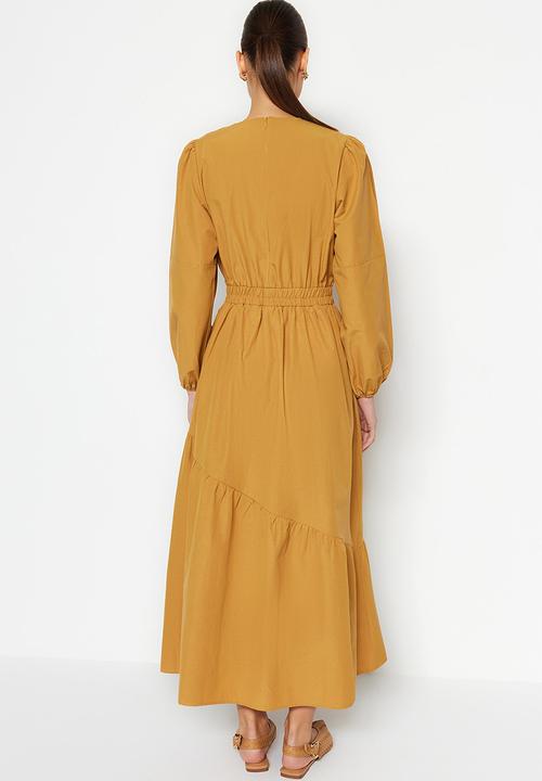 Trendyol - Modest elasticated waist skater dress - mustard