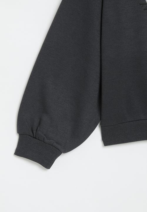 MINOTI - Girls basic be kind fleece crew - dark grey
