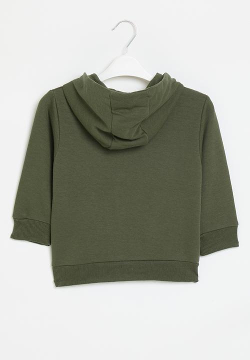 MINOTI - Boys basic emb fleece zip thru - green