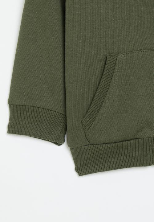 MINOTI - Boys basic emb fleece zip thru - green