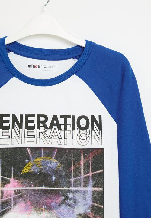 MINOTI - Boys basic raglan - blue & white