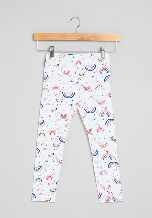 MINOTI - Girls rainbows basic legging - white 