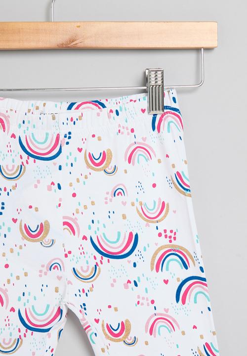 MINOTI - Girls rainbows basic legging - white 