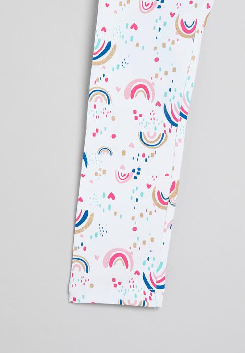 MINOTI - Girls rainbows basic legging - white 