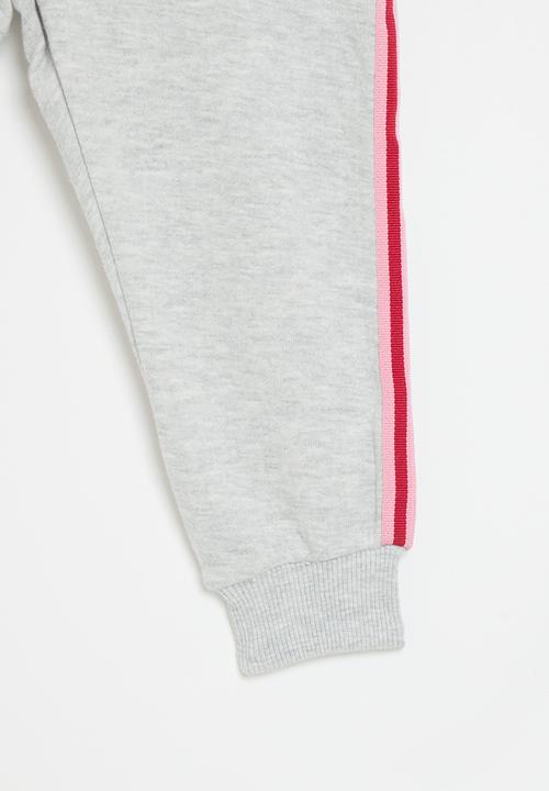 MINOTI - Fleece jogger with side taping - grey marl 