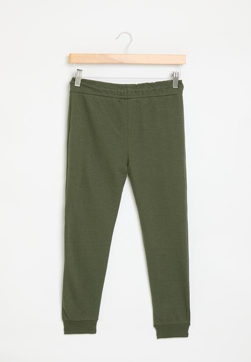 MINOTI - Boys basic emb fleece jogpant - khaki 