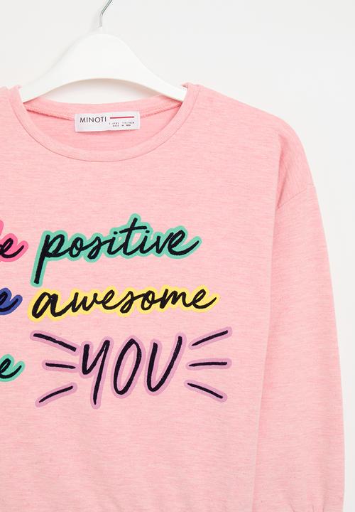 MINOTI - Be positive fleece sweat - pink