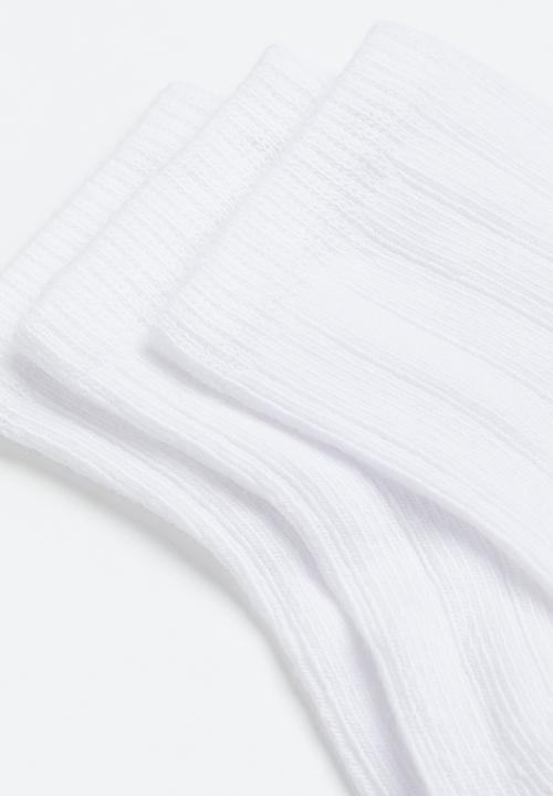 H&M - 5-Pack textured-knit socks - white 