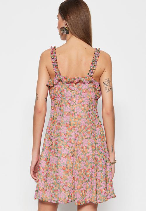Trendyol - Ruffle sweetheart mini dress - multi 