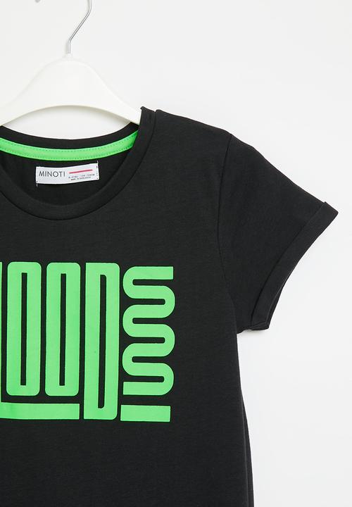 MINOTI - boys basic mood roll sleeve tee - black