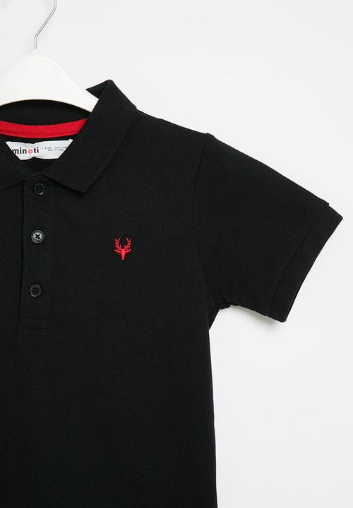 MINOTI - Boys basic short sleeve polo top - black