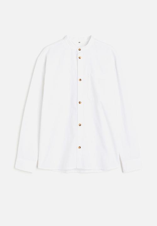 H&M - Linen-blend grandad shirt - white