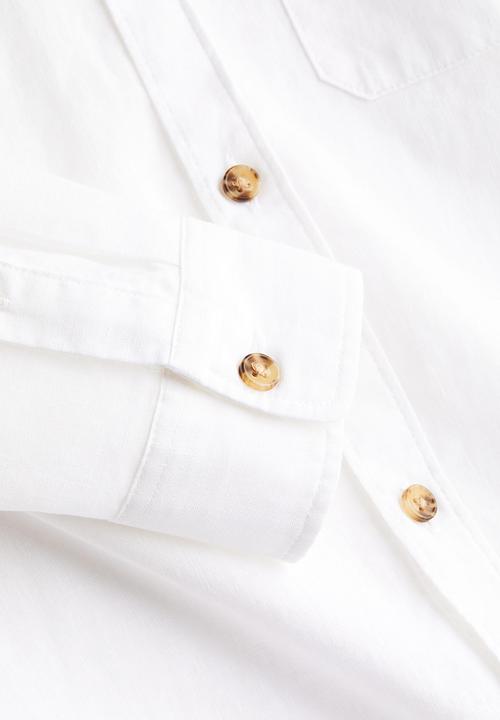 H&M - Linen-blend grandad shirt - white