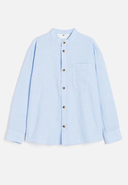 H&M - Linen-blend grandad shirt - light blue