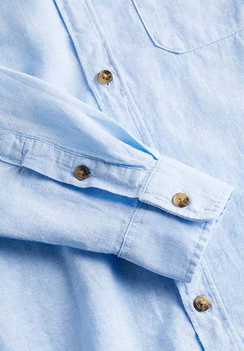 H&M - Linen-blend grandad shirt - light blue