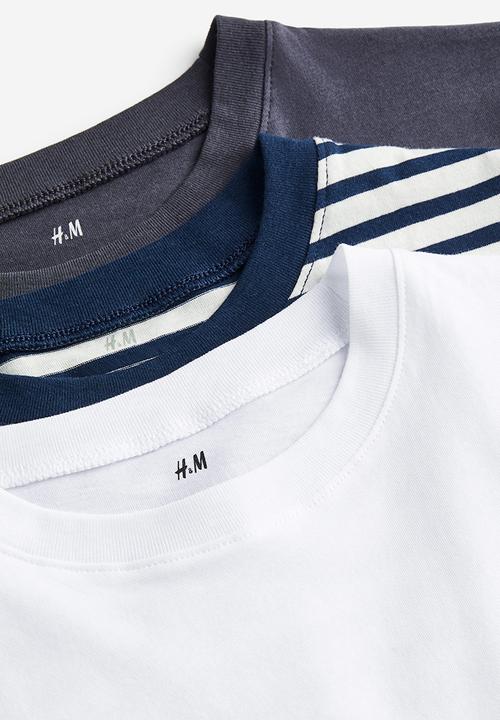 H&M - 3-Pack oversized T-shirts - dark blue white 