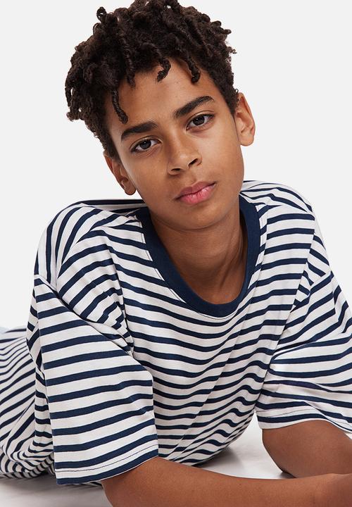 H&M - 3-Pack oversized T-shirts - dark blue white 