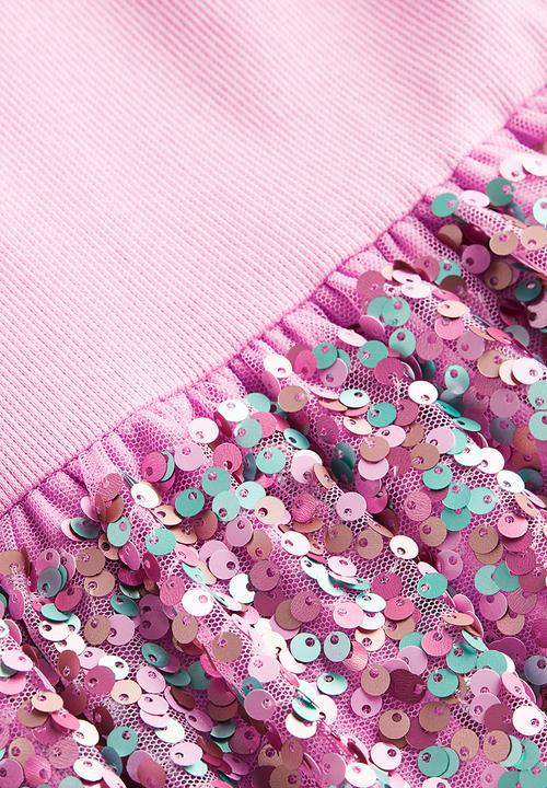 H&M - Sequined jersey dress - pink sequins 