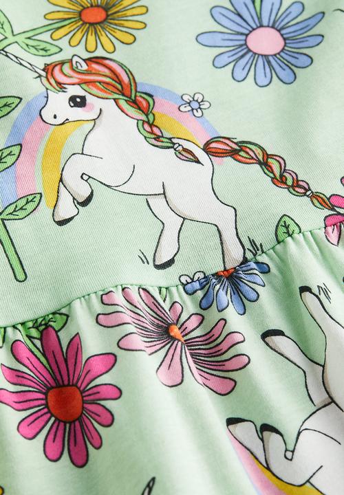 H&M - Patterned cotton dress - light green unicorns 