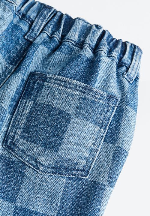 H&M - Relaxed fit jeans - denim blue checked