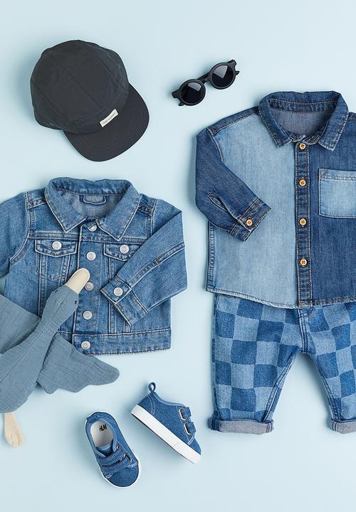 H&M - Relaxed fit jeans - denim blue checked