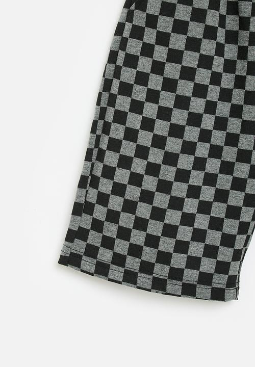 Pop Candy - Checkerboard shorts - grey & black