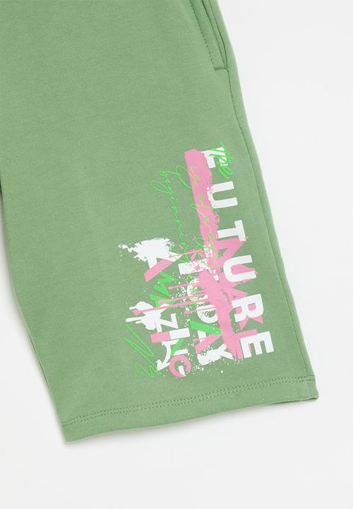 Rebel Republic - Printed shorts- sage
