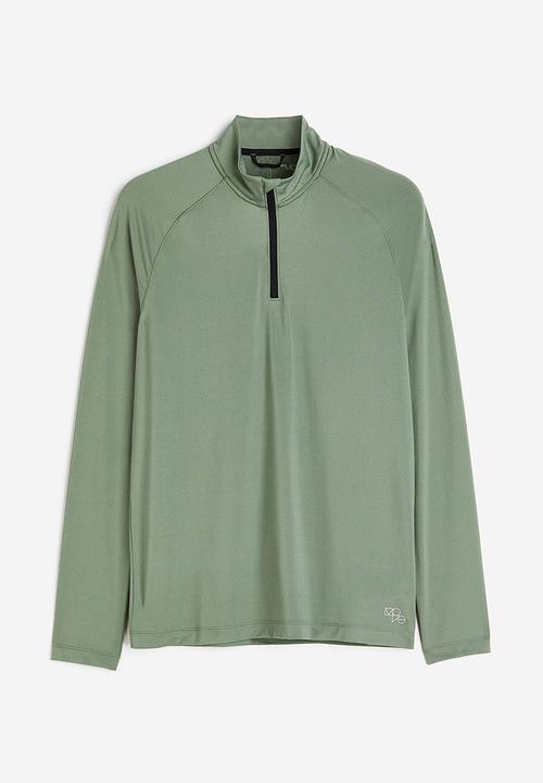 H&M - Long-sleeved sports top - sage green